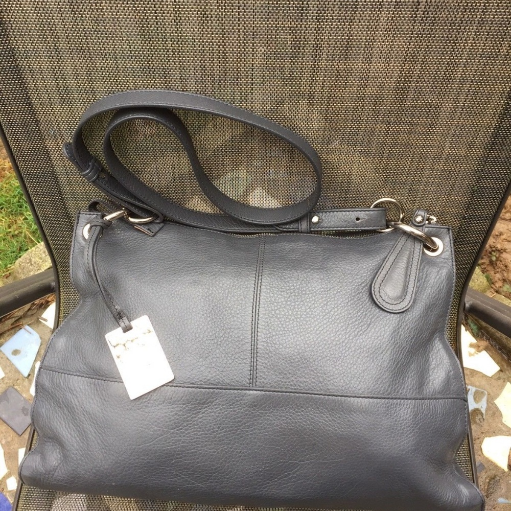 Furla Dark Gray Pebbled Leather Crossbody Handbag